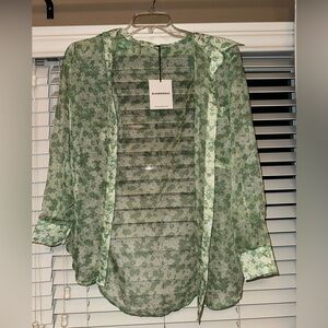 Glamorous green floral blouse